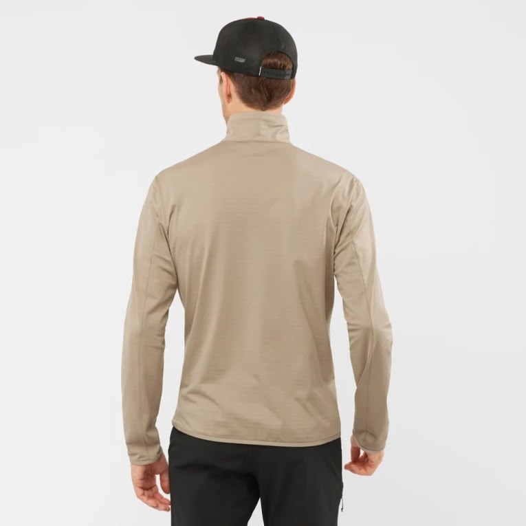 Beige Salomon Essential Lightwarm Half Zip Men's Sweatshirt | PH 01879G